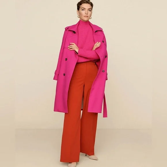 Ann Taylor women’s double breasted trenchcoat in razzle dazzle, petite small. 🩷 - Picture 3 of 13